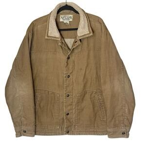VTG 90s Y2K New York Classics Corduroy Sherpa Chore Barn Jacket Tan Large